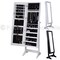 White MDF Glass Full Length Mirror Jewelry Cabinet with Lock Storage